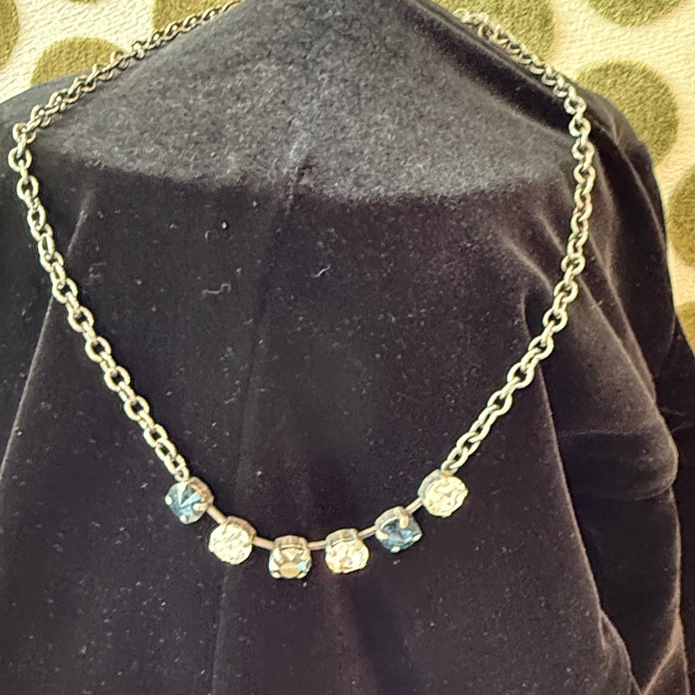 Sabika Silver Necklace with Blue Accents